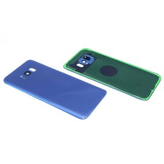 handywest Kompatibel für Samsung Galaxy S8 Plus SM-G955F Blau Akkudeckel Backcover Rückseite inkl Kleber Rückschale Hosing Cover inkl Kamera Camera Glas Mit Klebefolie Streifen Adhesive