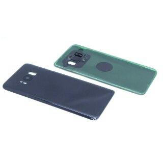 handywest Kompatibel für Samsung Galaxy S8 SM-G950F Black / Schwarz Akkudeckel Backcover Rückseite inkl Kleber Rückschale Hosing Cover inkl Kamera Camera Glas Mit Klebefolie Streifen Adhesive