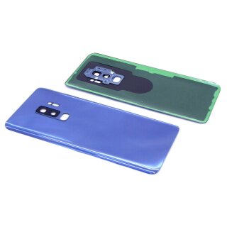 handywest Kompatibel für Samsung Galaxy S9 Plus SM-G965F Blau / Blue Akkudeckel Backcover Rückseite Kleber Rückschale Hosing Cover Rück Deckel inkl Kamera Camera Glas Mit Klebefolie Streifen Adhesive