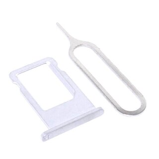 Handywest Kompatibel mit iPhone 8 8G 8Plus Sim Karte Halter Simkarten Sim-Fach Adapter Tray Schlitten Einschubfach Sim Card Holder Halterung Nano Sim Schlitten Silber / Silver