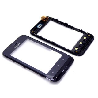 Sony Xperia Tipo ST21i Touchscreen Display Glas Touch Digitizer inkl Rahmen Fram