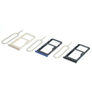 Handywest Kompatibel für Huawei P Smart FIG-LA1 FIG-LX1 FIG-LX2 FIG-LX3 Sim Karte Karten Halter Halterung SIM Card Holder Tray Slot Nano Schlitten einschubfach inkl Nadel Öffner