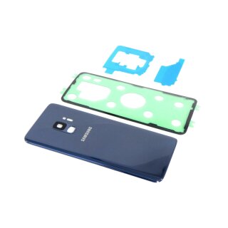 Samsung Galaxy S9 SM-G960FD G960 Akkudeckel Deckel Backcover Kameraglas Kleber Blau