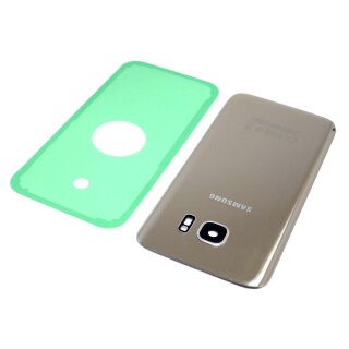 Samsung Galaxy S7 G930F SM-G930F Akkudeckel Kameraglas Backcover inkl Kleber  Gold