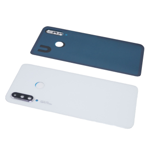 für Huawei P30 Lite Akkudeckel Cover Kameraglas mit Kleber ohne Fingerprint Weiß