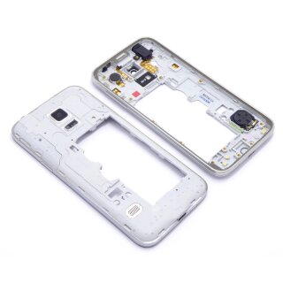 Samsung Galaxy S5 Mini G800 Mittelrahmen Cover Middleframe Geh&auml;use Housing Silve