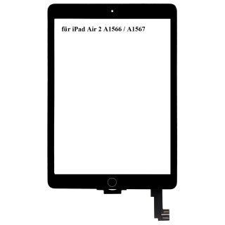 f&uuml;r iPad Air 2 A1566 / A1567 Digitizer Touchscreen inkl Homebutton Flex Kleber