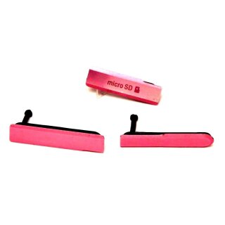 Sony Xperia Z1 Compact Mini Abdeckung Schutz Kappe Mikro USB Mikro-SD Pink Set