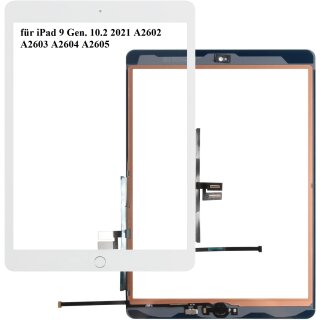 Touchscreen für iPad 9 Gen. 10.2 2021 Digitizer A2602 A2603 A2604 A2605 Weiß