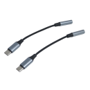 2X USB Type C zu Aux 3,5mm Klinke Audio Kopfhörer Alu Adapter iPhone Samsung