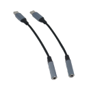 2X USB Type C zu Aux 3,5mm Klinke Audio Kopfhörer Alu Adapter iPhone Samsung