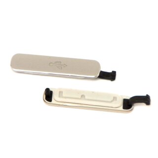 2X Kompatibel für Samsung Galaxy S5 G900f USB Abdeckung Ladebuchse Deckel Kappe Cover Silber