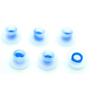 6X in Ear Silicon Stöbsel Ohrstöpsel Polster Gummi Blau Transpar Universal Gr. M